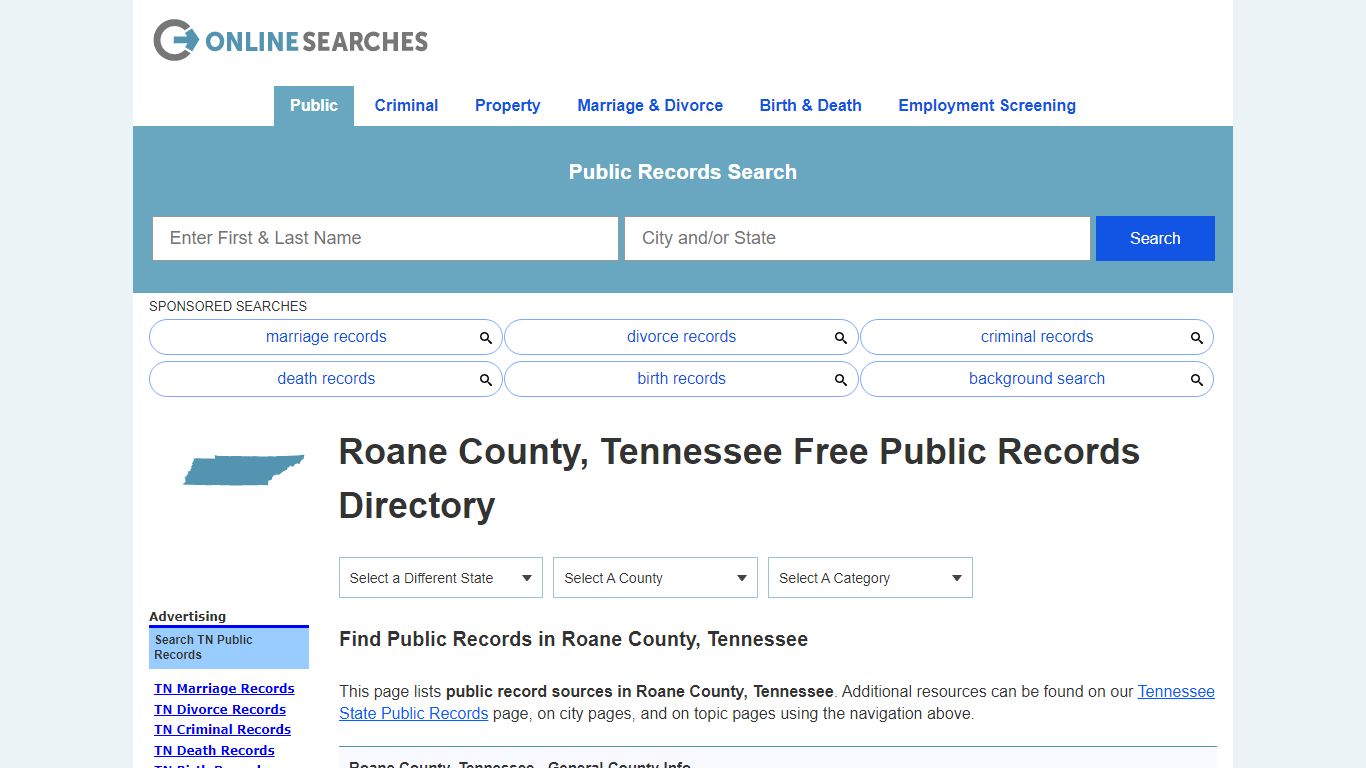 Roane County, Tennessee Public Records Directory